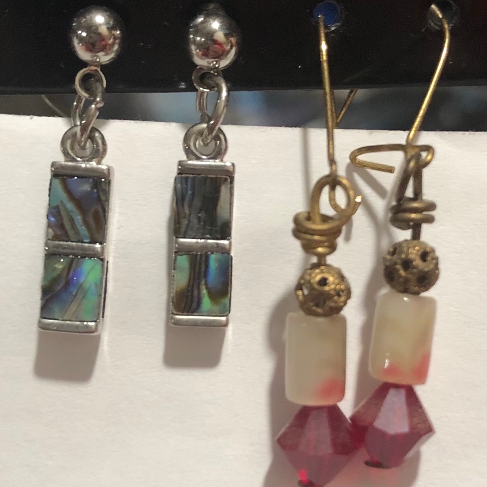Two Pairs of Colorful Dangling Earrings